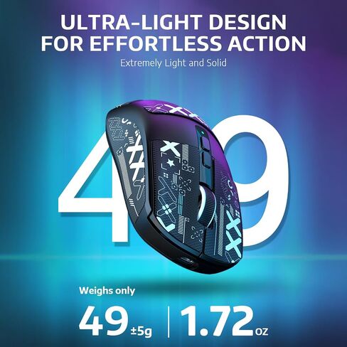 ATTACK SHARK X6 49g Superlight Wireless Gaming Mouse with Magnetic RGB Charging Dock, Ultralight Mice PixArt PAW3395 Sensor, 26000DPI, BT/2.4G/Wired Mouse, Griptape, 200Hrs Battery for Win/Mac in Saudi Arabia