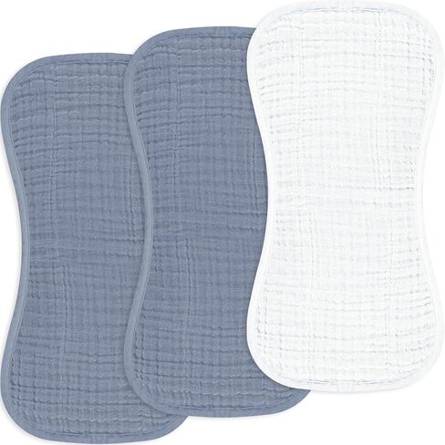 3 Pack Organic Baby Burp Cloths for Baby Boys and Girls, Multi-Colors Muslin Washcloths Baby Burping for Newborn in Saudi Arabia