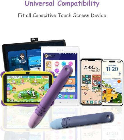 قلم شاشة لمس للأطفال مع حبل، قلم Lettou Kids متوافق مع أجهزة Kindle/Fire Tablet/iPad/Android Tablet وجميع شاشات اللمس، عبوتان in Kuwait