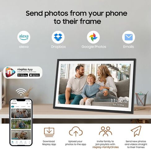 Digital Picture Frame Powered by Nixplay 10.1", Share Photos/Videos via Nixplay App or Email, WiFi Digital Photo Frame with Easy Setup, Support Alexa, Free Cloud Storage, Auto Rotate, Gifts for Mom in Saudi Arabia