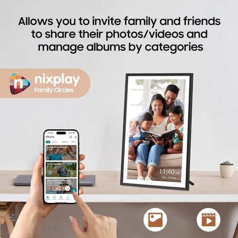 Digital Picture Frame Powered by Nixplay 10.1", Share Photos/Videos via Nixplay App or Email, WiFi Digital Photo Frame with Easy Setup, Support Alexa, Free Cloud Storage, Auto Rotate, Gifts for Mom in Saudi Arabia