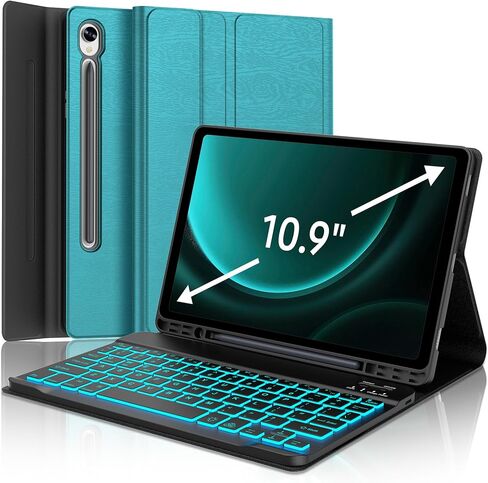 Galaxy Tab S9 FE 5G Case with Keyboard, Detachable Wireless Bluetooth Keyboard, Smart Folio Cover with S Pen Holder for Samsung Galaxy Tab S9 FE 10.9"/S9 11 inch, 7 Color Backlit, Auto Sleep/Wake in Saudi Arabia
