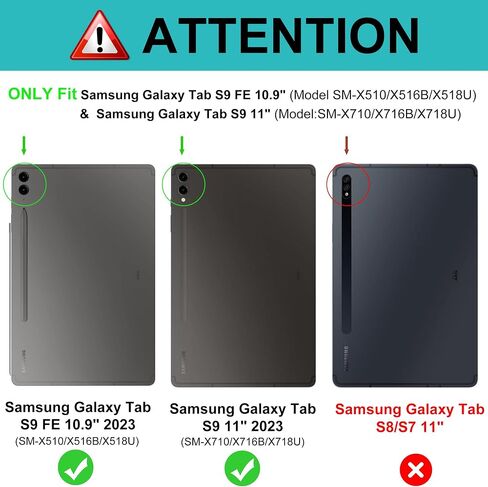 Galaxy Tab S9 FE 5G Case with Keyboard, Detachable Wireless Bluetooth Keyboard, Smart Folio Cover with S Pen Holder for Samsung Galaxy Tab S9 FE 10.9"/S9 11 inch, 7 Color Backlit, Auto Sleep/Wake in Saudi Arabia