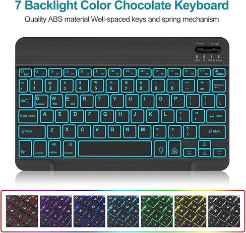 Galaxy Tab S9 FE 5G Case with Keyboard, Detachable Wireless Bluetooth Keyboard, Smart Folio Cover with S Pen Holder for Samsung Galaxy Tab S9 FE 10.9"/S9 11 inch, 7 Color Backlit, Auto Sleep/Wake in Saudi Arabia