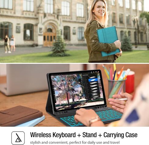 Galaxy Tab S9 FE 5G Case with Keyboard, Detachable Wireless Bluetooth Keyboard, Smart Folio Cover with S Pen Holder for Samsung Galaxy Tab S9 FE 10.9"/S9 11 inch, 7 Color Backlit, Auto Sleep/Wake in Saudi Arabia