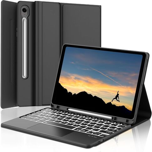 Galaxy Tab S9 FE 5G Case with Keyboard, Detachable Wireless Bluetooth Keyboard, Smart Folio Cover with S Pen Holder for Samsung Galaxy Tab S9 FE 10.9"/S9 11 inch, 7 Color Backlit, Auto Sleep/Wake in Saudi Arabia