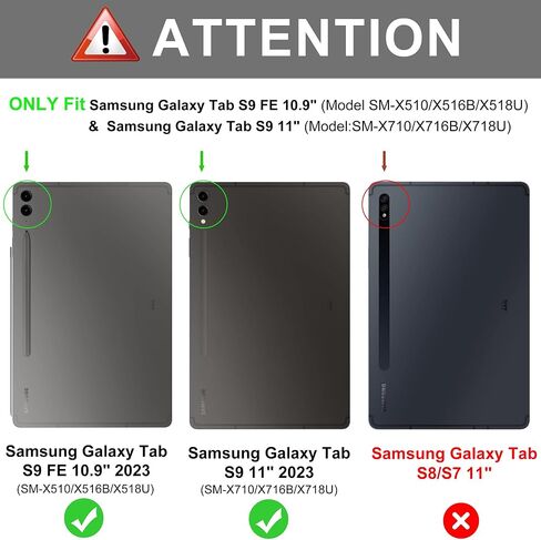 Galaxy Tab S9 FE 5G Case with Keyboard, Detachable Wireless Bluetooth Keyboard, Smart Folio Cover with S Pen Holder for Samsung Galaxy Tab S9 FE 10.9"/S9 11 inch, 7 Color Backlit, Auto Sleep/Wake in Saudi Arabia