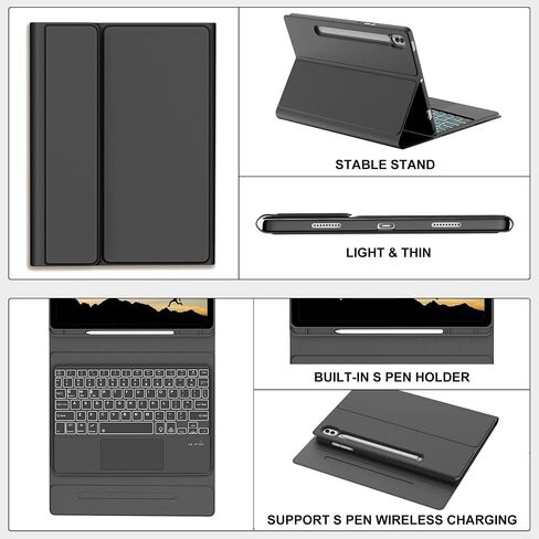 Galaxy Tab S9 FE 5G Case with Keyboard, Detachable Wireless Bluetooth Keyboard, Smart Folio Cover with S Pen Holder for Samsung Galaxy Tab S9 FE 10.9"/S9 11 inch, 7 Color Backlit, Auto Sleep/Wake in Saudi Arabia