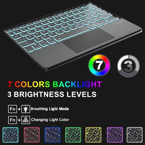 Galaxy Tab S9 FE 5G Case with Keyboard, Detachable Wireless Bluetooth Keyboard, Smart Folio Cover with S Pen Holder for Samsung Galaxy Tab S9 FE 10.9"/S9 11 inch, 7 Color Backlit, Auto Sleep/Wake in Saudi Arabia