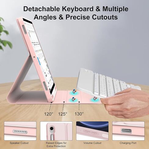 حافظة Galaxy Tab S9 FE 5G مع لوحة مفاتيح، لوحة مفاتيح بلوتوث لاسلكية قابلة للفصل، غطاء فوليو ذكي مع حامل قلم S لجهاز Samsung Galaxy Tab S9 FE 10.9 بوصة/S9 11 بوصة، 7 ألوان خلفية، نوم/استيقاظ تلقائي in Kuwait