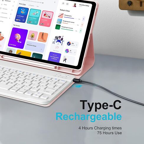حافظة Galaxy Tab S9 FE 5G مع لوحة مفاتيح، لوحة مفاتيح بلوتوث لاسلكية قابلة للفصل، غطاء فوليو ذكي مع حامل قلم S لجهاز Samsung Galaxy Tab S9 FE 10.9 بوصة/S9 11 بوصة، 7 ألوان خلفية، نوم/استيقاظ تلقائي in Kuwait