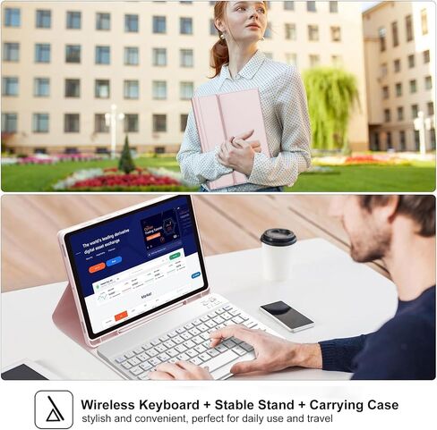حافظة Galaxy Tab S9 FE 5G مع لوحة مفاتيح، لوحة مفاتيح بلوتوث لاسلكية قابلة للفصل، غطاء فوليو ذكي مع حامل قلم S لجهاز Samsung Galaxy Tab S9 FE 10.9 بوصة/S9 11 بوصة، 7 ألوان خلفية، نوم/استيقاظ تلقائي in Kuwait