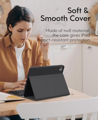 CHESONA iPad Pro 11 Inch (M4) 2024 Case with Keyboard, Magnetic Detachable Keyboard, Precise Cutouts Case with Pencil Holder, Type-C Rechargeable, Wireless Folio Keyboard Case for iPad Pro 11'', Black in Saudi Arabia