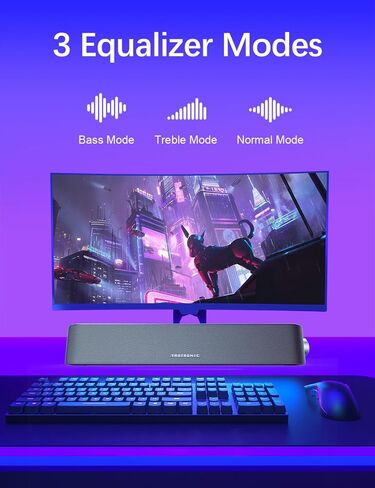 Nylavee Computer Speakers, Hi-Fi Stereo Quality PC Speakers, USB Powered Computer Sound Bar with 3 EQ Modes, Bluetooth 5.0 and 3.5mm Aux-in Computer Speakers for Desktop Monitor,PC,Laptop,Tablet,Xbox in Kuwait