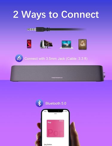 Nylavee Computer Speakers, Hi-Fi Stereo Quality PC Speakers, USB Powered Computer Sound Bar with 3 EQ Modes, Bluetooth 5.0 and 3.5mm Aux-in Computer Speakers for Desktop Monitor,PC,Laptop,Tablet,Xbox in Kuwait