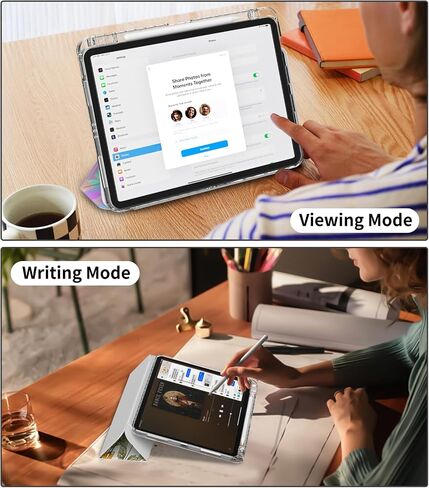 Case for Ipad Pro 11 inch M4 (2024, 5th Generation) with Pencil Holder, Trifold Stand, Transparent Clear Back Cover Protector, Slim Shockproof Hybrid Case, Auto Wake/Sleep, Purple Flower in Saudi Arabia