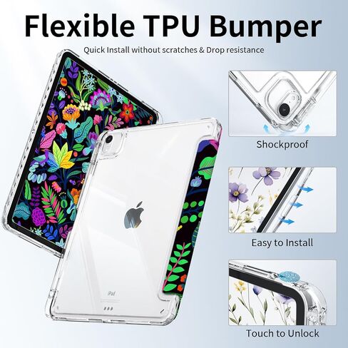 Case for iPad 11th Generation A16 Chip 2025, Slim iPad 10th Generation Case 10.9-inch 2022, Trifold Stand, Protective Transparent Clear Back Cover with Pencil Holder, Brown Leopard in Kuwait