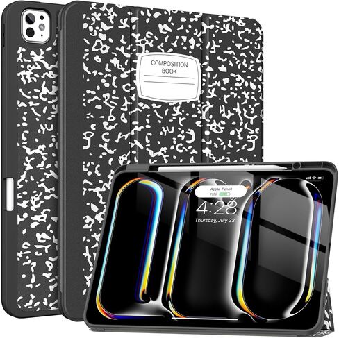 Soke for New iPad Pro 13 Inch Case (M4, 2024 Release), with Pencil Holder Trifold Stand Shockproof [Support Apple Pencil Charging + Auto Wake/Sleep], Soft TPU Back Cover, Book Black in Saudi Arabia