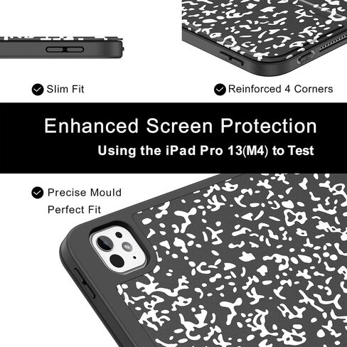 Soke for New iPad Pro 13 Inch Case (M4, 2024 Release), with Pencil Holder Trifold Stand Shockproof [Support Apple Pencil Charging + Auto Wake/Sleep], Soft TPU Back Cover, Book Black in Saudi Arabia