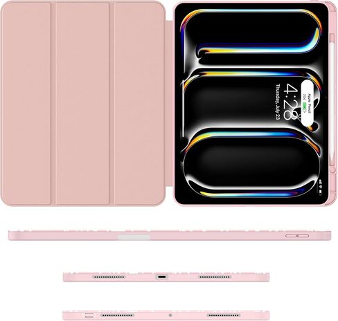 حافظة Soke لجهاز iPad Pro الجديد مقاس 13 بوصة (M4، إصدار 2024)، مع حامل أقلام رصاص وحامل ثلاثي الطي مقاوم للصدمات [يدعم شحن قلم Apple + الاستيقاظ/السكون التلقائي]، غطاء خلفي ناعم من مادة TPU، كتاب أسود in Kuwait