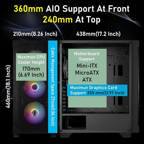 BitFenix Flow Mesh 4 ARGB Fans, High Airflow PC Gaming Case White, GPU Support 355mm, 240 Top/360 Front AIO Support, 4+4 Controller (LED/PWM System) Temper Glass Aura SYNC/Mystic Light/RGB Fusion 2.0 in Saudi Arabia