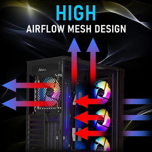 BitFenix Flow Mesh 4 ARGB Fans, High Airflow PC Gaming Case White, GPU Support 355mm, 240 Top/360 Front AIO Support, 4+4 Controller (LED/PWM System) Temper Glass Aura SYNC/Mystic Light/RGB Fusion 2.0 in Saudi Arabia