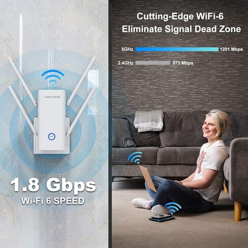 WAVLINK AX1800 WiFi 6 Mesh Range Extender-Internet Booster, Dual Band Wireless Signal Booster & Repeater up to 1.8Gbps Speed, AP Mode, Mesh Node with Ethernet Port Extend Internet WiFi to Home Device in Saudi Arabia