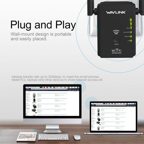 WiFi Extender Signal Booster, WiFi Booster Range Extender with Ethernet Port, Frequency Band 2.4GHz Only, 3dbi x 2, Coverage up to 1500 Sq.Ft. in Saudi Arabia
