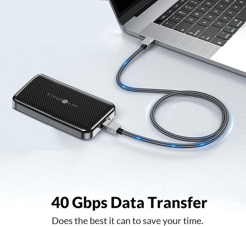 كابل بيانات USB C [40 جيجابت في الثانية] كابل شحن سريع 240 وات PD، كابل USB4 [8K@60 هرتز] متوافق مع Thunderbolt 3، سلك شاحن من النوع C شديد القوة، كابل USB C مجدول للكمبيوتر المحمول - 1.64 قدم in Kuwait