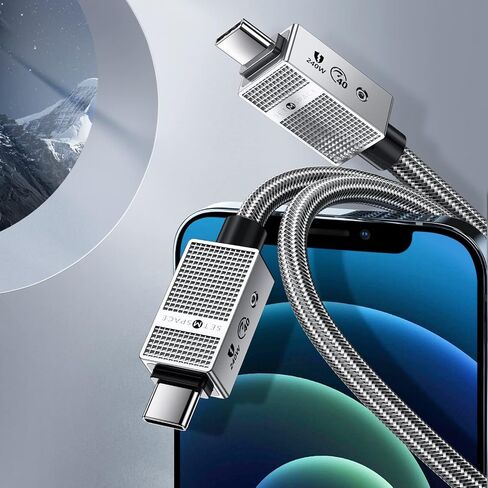 كابل بيانات USB C [40 جيجابت في الثانية] كابل شحن سريع 240 وات PD، كابل USB4 [8K@60 هرتز] متوافق مع Thunderbolt 3، سلك شاحن من النوع C شديد القوة، كابل USB C مجدول للكمبيوتر المحمول - 1.64 قدم in Kuwait
