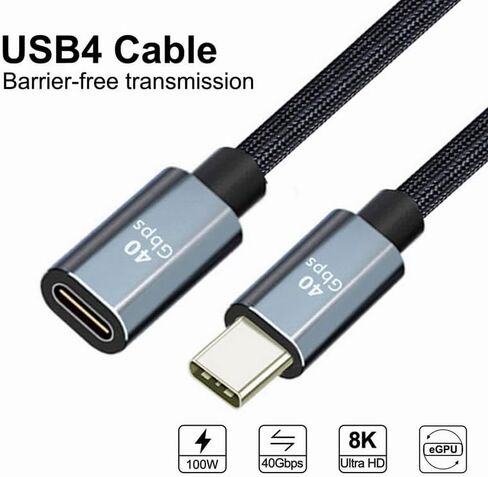 كابل تمديد USB4 من CY ذكر إلى أنثى بسرعة 40 جيجابت في الثانية USB4.0 مع شحن 100 واط و8K@60 هرتز متوافق مع iPhone 15 Laptop Thunderbolt3/4 (30 سم) in Kuwait