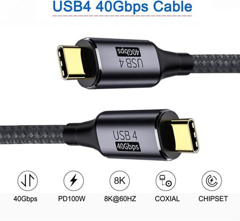 NFHK USB4 Cable 40Gbps with 100W Charging and 8K@60Hz 5K@60Hz USB4.0 Compatible with Thunderbolt3/4 100cm in Saudi Arabia