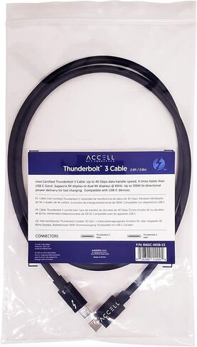 Accell TB3 USB-C Cable, 40Gbps, 100W Power Delivery, Intel Certified Thunderbolt 3 Cable 2.6 ft / 0.8m (B160C-003B-23) in Kuwait