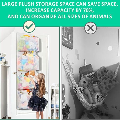 تخزين الحيوانات المحشوة فوق الباب، طريقة تعليق جديدة، ترقية السعة، منظم الحيوانات المحشو، تخزين محشو، منظم أشياء الحيوانات، سهل الالتقاط والفرز، in Kuwait