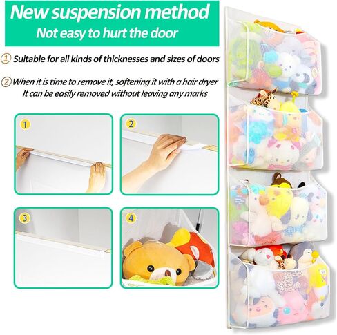 تخزين الحيوانات المحشوة فوق الباب، طريقة تعليق جديدة، ترقية السعة، منظم الحيوانات المحشو، تخزين محشو، منظم أشياء الحيوانات، سهل الالتقاط والفرز، in Kuwait