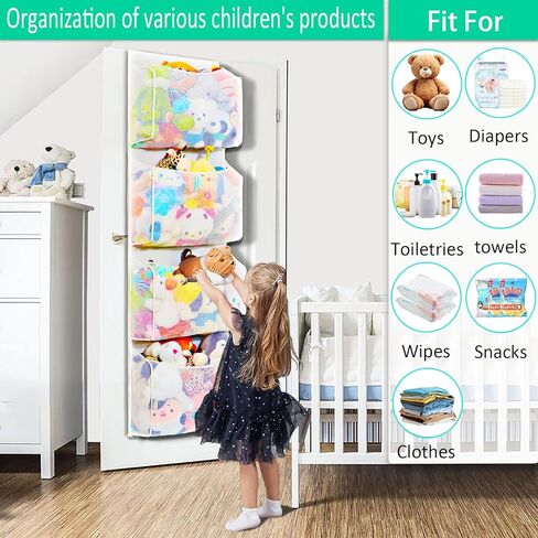 تخزين الحيوانات المحشوة فوق الباب، طريقة تعليق جديدة، ترقية السعة، منظم الحيوانات المحشو، تخزين محشو، منظم أشياء الحيوانات، سهل الالتقاط والفرز، in Kuwait