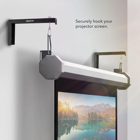 Mount-It! Projector Screen Wall Mount L-Brackets - Wall Hanging Bracket For Home Projector and Movie Screens, 6 inch Adjustable Mounting Hooks for Projection Screen, 1 Pair, Black, 66 Lb Capacity Each in Saudi Arabia