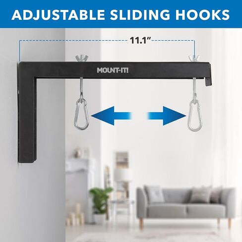 Mount-It! Projector Screen Wall Mount L-Brackets - Wall Hanging Bracket For Home Projector and Movie Screens, 6 inch Adjustable Mounting Hooks for Projection Screen, 1 Pair, Black, 66 Lb Capacity Each in Saudi Arabia