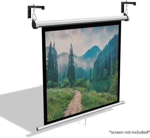 Mount-It! Projector Screen Wall Mount L-Brackets - Wall Hanging Bracket For Home Projector and Movie Screens, 6 inch Adjustable Mounting Hooks for Projection Screen, 1 Pair, Black, 66 Lb Capacity Each in Saudi Arabia