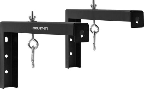Mount-It! Projector Screen Wall Mount L-Brackets - Wall Hanging Bracket For Home Projector and Movie Screens, 6 inch Adjustable Mounting Hooks for Projection Screen, 1 Pair, Black, 66 Lb Capacity Each in Saudi Arabia