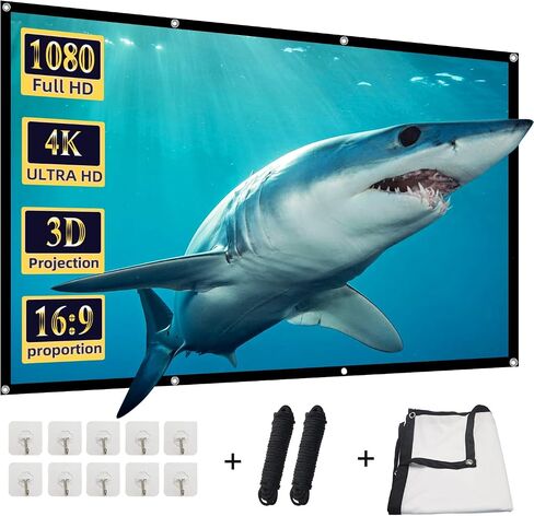 Projector Screen, DUYIKJ 84 inch Foldable Portable Rear Front Projector Screen Indoor Outdoor 4K 16:9 HD Double Sided Projection Movies Screen for Camping Party,Backyard Home Theater in Saudi Arabia