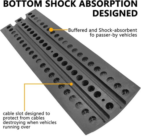 72" Long Rubber Speed Bump 1 Pack 2 Channel Heavy Duty Reductores De Velocidad Cable Protector Ramps 27000Lbs Load Capacity with 4 Bolt Spikes for Asphalt Concrete Gravel Driveway in Saudi Arabia