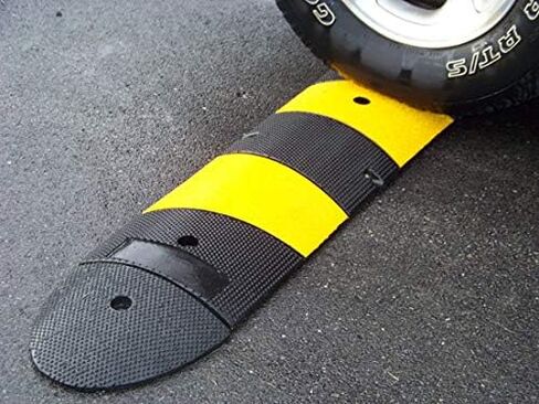 72" Long Rubber Speed Bump 1 Pack 2 Channel Heavy Duty Reductores De Velocidad Cable Protector Ramps 27000Lbs Load Capacity with 4 Bolt Spikes for Asphalt Concrete Gravel Driveway in Saudi Arabia