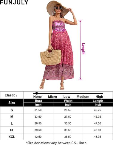 Women's Summer Casual Maternity Boho Smocked Strapless Flowy Maxi Dress in Saudi Arabia