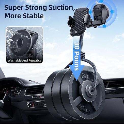 Car Phone Holder, Car Phone Mount 360° Rotation, Upgraded Version with Strong Suction Power,Car Phone Cradle for Dashboard/Windscreen/Air Vent, Car Phone Holder for all 4.1''-7.1'' phones-Black in Saudi Arabia
