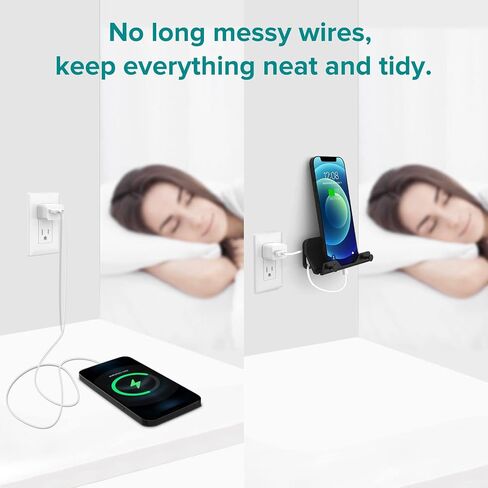 HomeMount Wall Mount Phone Holder - Hands Free Wall Mount Phone Holder with Adhesive Strip Wall Mount Phone Holder for Bedroom Living Room Kitchen Compatible with All Phone or Mini ipad Black in Saudi Arabia