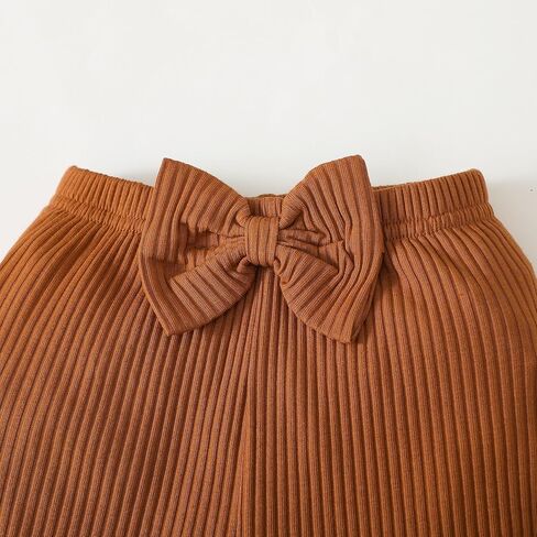 Newborn Baby Girls Clothes Outfit Ruffle Long Sleeve Ribbed Knit Romper Pants Set Fall Winter in Saudi Arabia