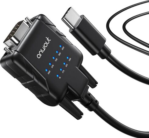 1-Port Industrial USB-C to Serial/RS232 (DB9) Converter Adapter w/ 9 x LEDs (Compatible for Windows 11, macOS 14, U2RS232-C) in Saudi Arabia