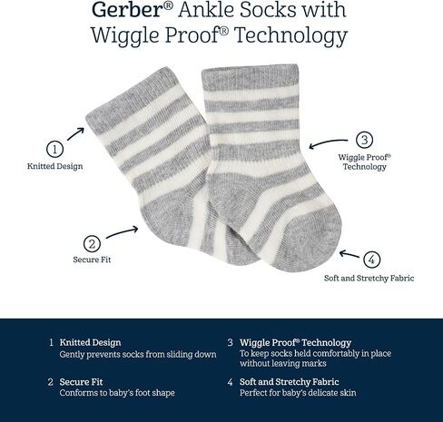 Gerber Baby Girls' 6-Pair Wiggle Proof Sock, Pink Floral, 0-6 Months in Saudi Arabia
