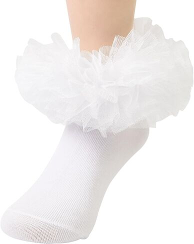 Girls socks fluffy ruffled edge princess dress socks lace dance socks newborn/baby/toddler/girl in Kuwait